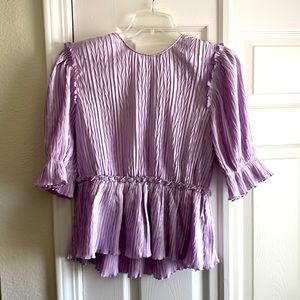 English Factory Lilac Pleated Peplum Top